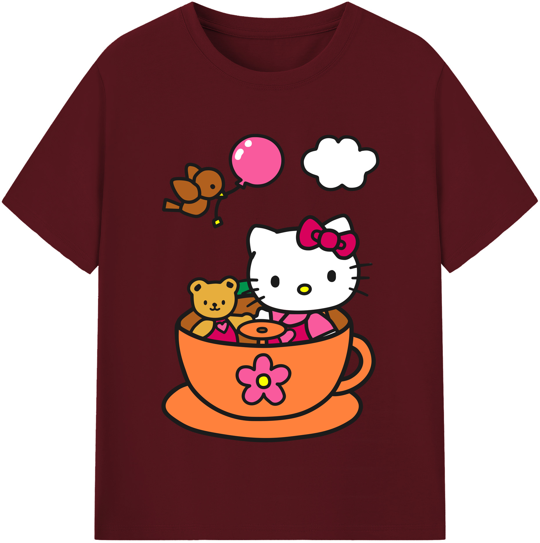 （画像用） Hello Kitty ハローキティ 綿100％半袖Tシャツ（フロントプリント）